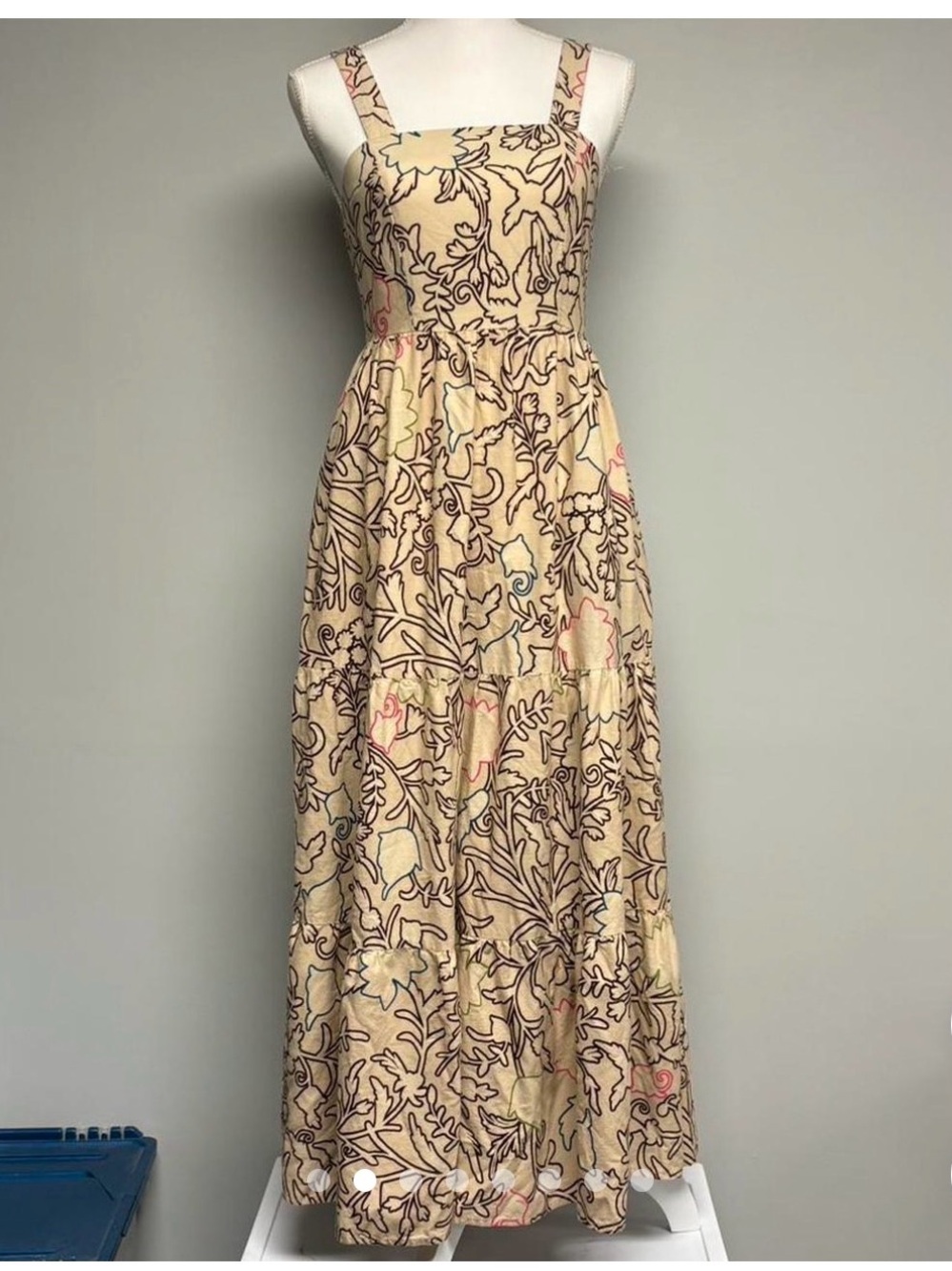 Knox Rose Cream Floral Maxi Dress with Pink & Blue Accents